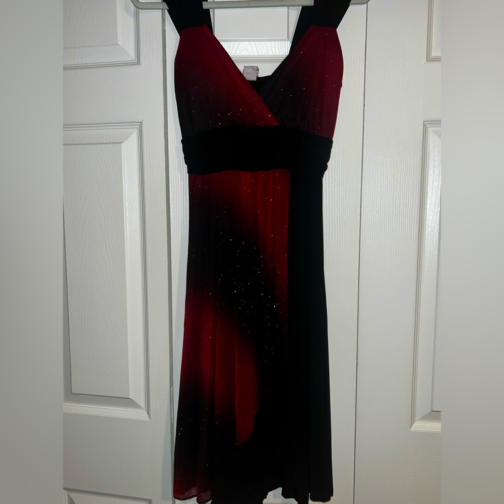 red and black ombré midi dress